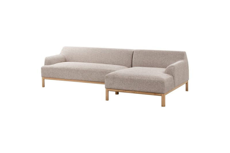 Hörnsoffa Beliani Sosjo Beige, ljust trä, Högervänd Brown||Light colored wood Right-faced - Møbler - Sofaer - Hjørnesofa - Hjørnesofa med divan