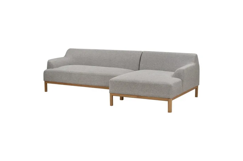 Hörnsoffa Beliani Sosjo Beige, ljust trä, Högervänd Grey||Light colored wood Right-faced - Møbler - Sofaer - Hjørnesofa - Hjørnesofa med divan