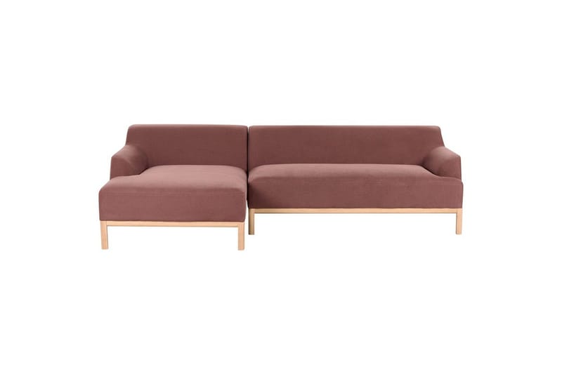 Hörnsoffa Beliani Sosjo Beige, ljust trä, Högervänd Red||Light colored wood Left-faced - Møbler - Sofaer - Hjørnesofa - Hjørnesofa med divan
