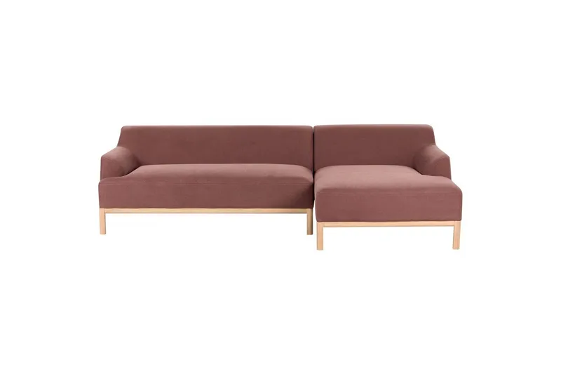 Hörnsoffa Beliani Sosjo Beige, ljust trä, Högervänd Red||Light colored wood Right-faced - Møbler - Sofaer - Hjørnesofa - Hjørnesofa med divan