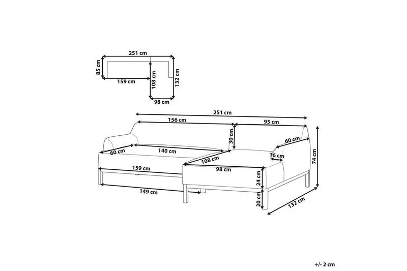 Hörnsoffa Beliani Sosjo Beige, ljust trä, Högervänd Red||Light colored wood Right-faced - Møbler - Sofaer - Hjørnesofa - Hjørnesofa med divan