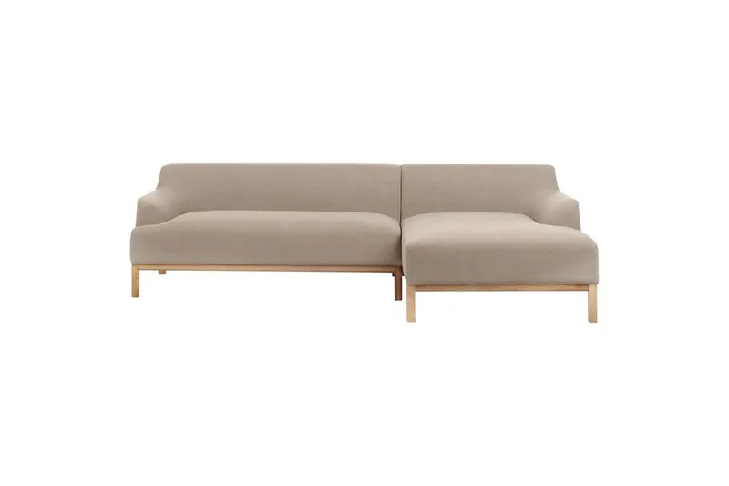 Hörnsoffa Beliani Sosjo Beige, ljust trä, Högervänd Taupe Right-faced - Møbler - Sofaer - Hjørnesofa - Hjørnesofa med divan