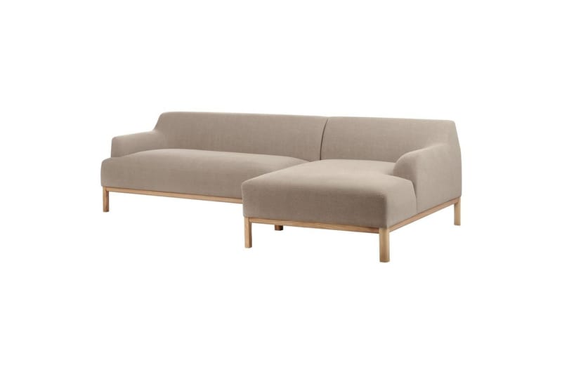 Hörnsoffa Beliani Sosjo Beige, ljust trä, Högervänd Taupe Right-faced - Møbler - Sofaer - Hjørnesofa - Hjørnesofa med divan