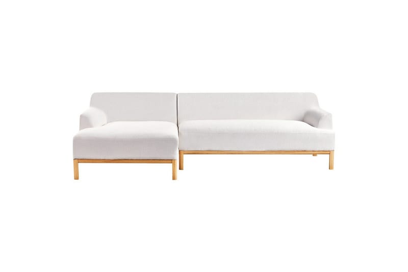 Hörnsoffa Beliani Sosjo Beige, ljust trä, Högervänd White||Light colored wood Left-faced - Møbler - Sofaer - Hjørnesofa - Hjørnesofa med divan