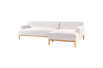 Hörnsoffa Beliani Sosjo Beige, ljust trä, Högervänd White||Light colored wood Right-faced - Møbler - Sofaer - Sofa med sjeselong