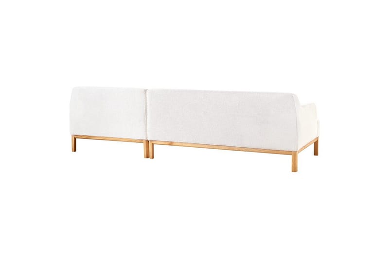 Hörnsoffa Beliani Sosjo Beige, ljust trä, Högervänd White||Light colored wood Right-faced - Møbler - Sofaer - Hjørnesofa - Hjørnesofa med divan