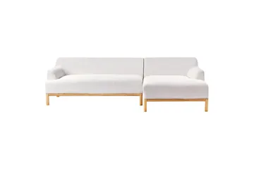 Hörnsoffa Beliani Sosjo Beige, ljust trä, Högervänd White||Light colored wood Right-faced - Møbler - Sofaer - Sofa med sjeselong
