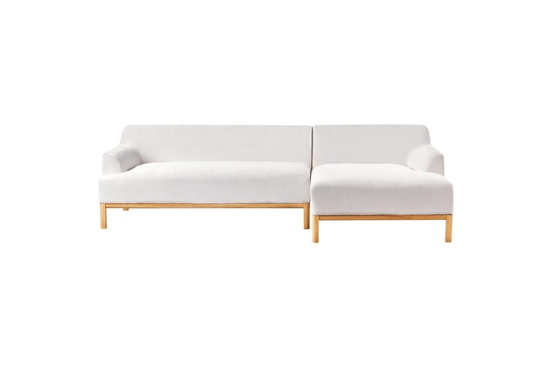 Hörnsoffa Beliani Sosjo Beige, ljust trä, Högervänd White||Light colored wood Right-faced - Møbler - Sofaer - Hjørnesofa - Hjørnesofa med divan