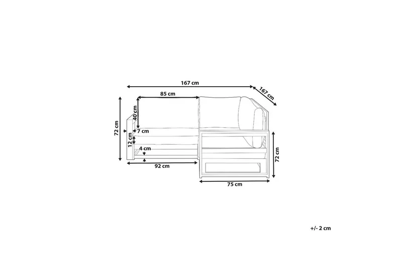 Hörnsoffa Beliani Timor Ljus trä/grått/beige, Ja Dark wood||Grey||Beige - Hagemøbler - Utesofa - Hagebenk & hagesofa