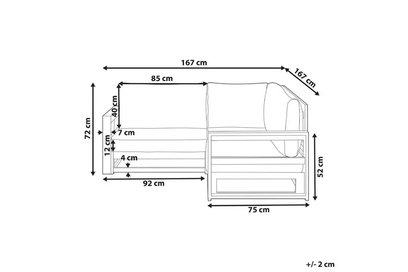 Hörnsoffa Beliani Timor Ljus trä/grått/beige, Ja Light wood||Grey||Beige - Hagemøbler - Utesofa - Hagebenk & hagesofa