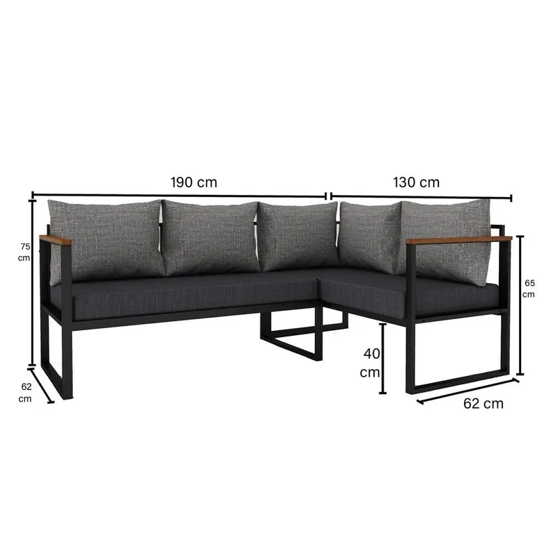 Hue Hagesofa 190 cm - Grå/Antrasitt - Hagemøbler - Utesofa - Hagebenk & hagesofa