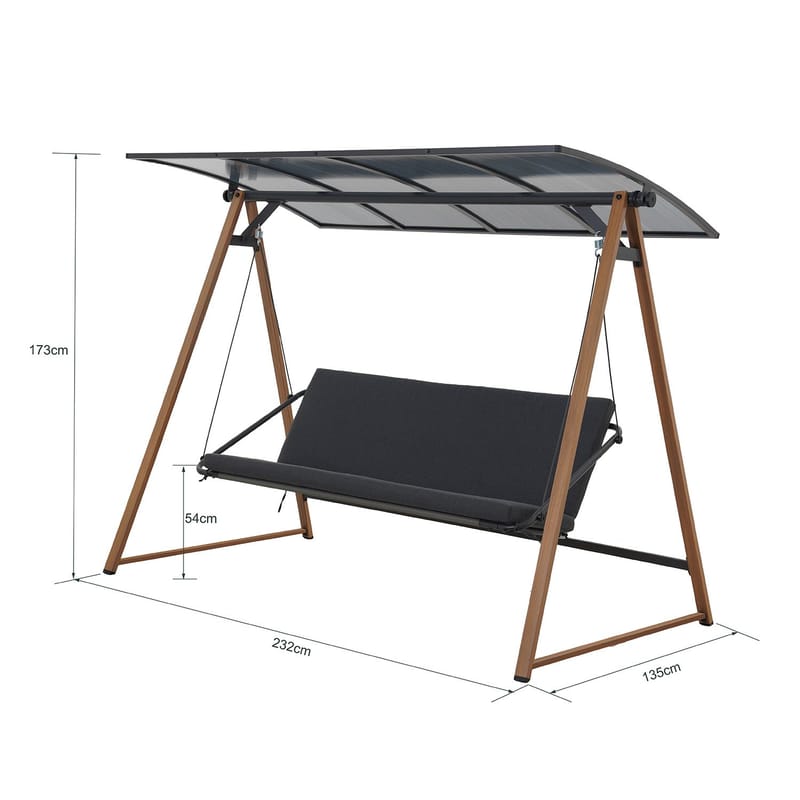 Huske HOME4YOU Herning Grå - Grå - Hagemøbler - Utesofa - Hengesofa