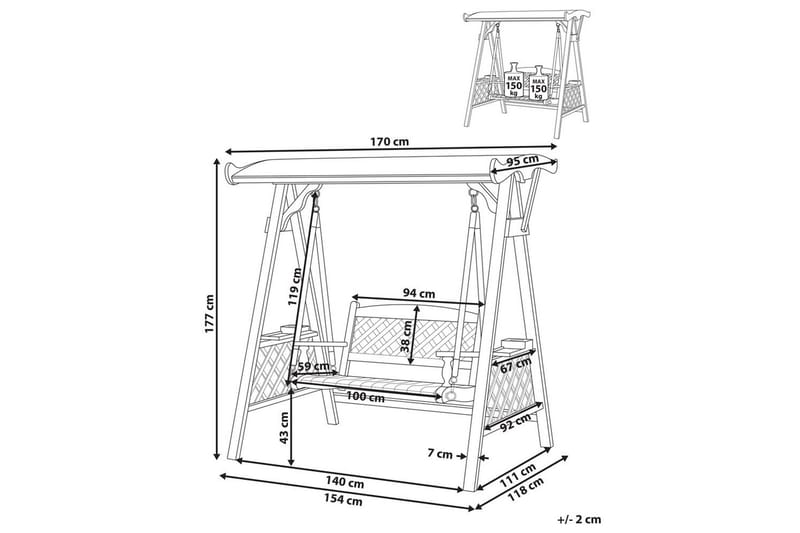 Huske til hagen Senarica - Hagemøbler - Utesofa - Hengesofa