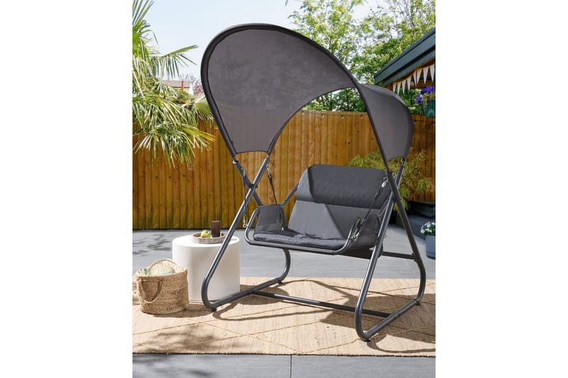 Huske til hagen Solagna - Mørk grå, 114x117x182 cm - Hagemøbler - Utesofa - Hengesofa