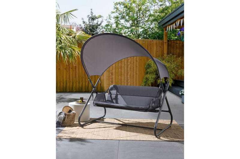 Huske til hagen Solagna - Mørk grå, 168x113x187 cm - Hagemøbler - Utesofa - Hengesofa