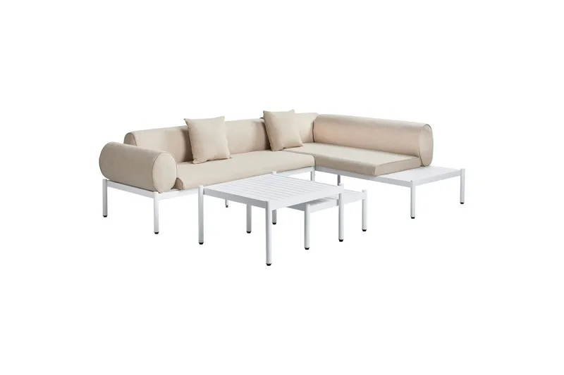 Loungegrupp Beliani Rasiglia Beige||White - Hagemøbler - Loungemøbler - Sofagruppe utendørs