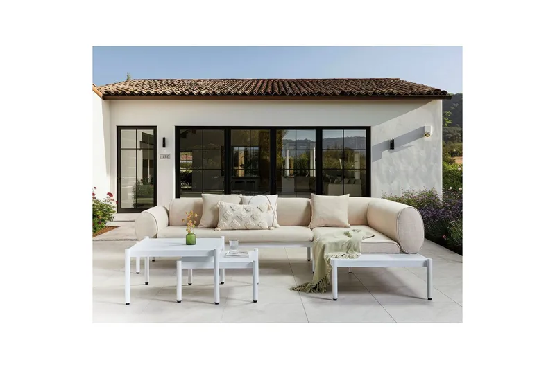 Loungegrupp Beliani Rasiglia Beige||White - Hagemøbler - Loungemøbler - Sofagruppe utendørs