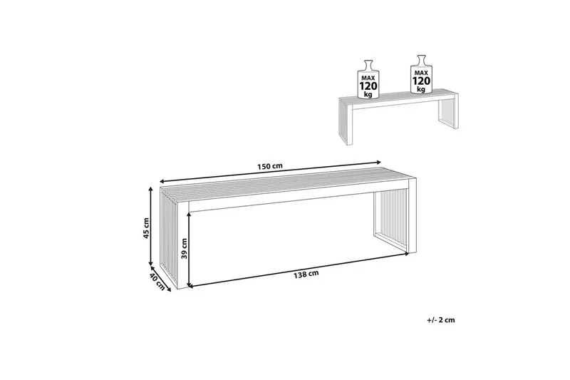 Set med 2 trädgårdsbänkar Beliani Sulzano Light wood - Hagemøbler - Utesofa - Benker