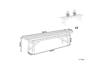Set med 2 trädgårdsbänkar Beliani Tindari Light wood - Hagemøbler - Utesofa - Benker