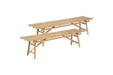 Set med 2 trädgårdsbänkar Beliani Tindari Light wood - Hagemøbler - Utesofa - Benker