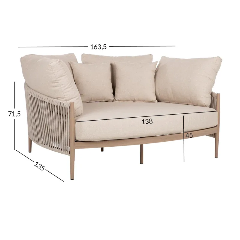 Sofa HOME4YOU Medina 163,5x135x71,5 cm beige - Beige - Hagemøbler - Utesofa - Hagebenk & hagesofa