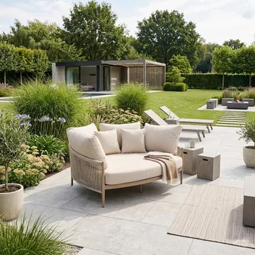 Sofa HOME4YOU Medina 163,5x135x71,5 cm beige - Beige - Hagemøbler - Utesofa - Hagebenk & hagesofa