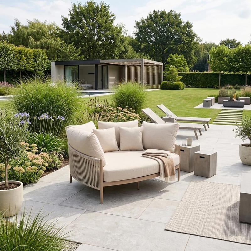 Sofa HOME4YOU Medina 163,5x135x71,5 cm beige - Beige - Hagemøbler - Utesofa - Hagebenk & hagesofa