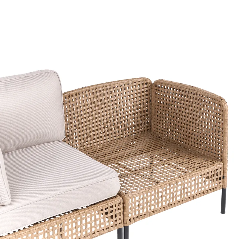 Sofa utendørs 2-seter Omegana kunstrotting - Beige/Svart - Hagemøbler - Utesofa