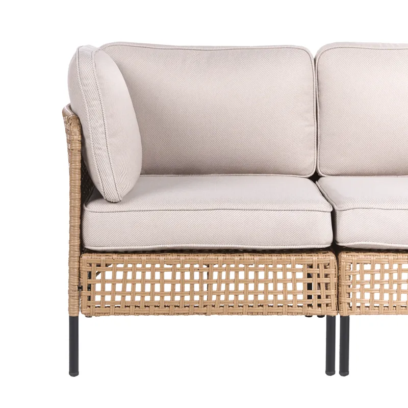 Sofa utendørs 2-seter Omegana kunstrotting - Beige/Svart - Hagemøbler - Utesofa