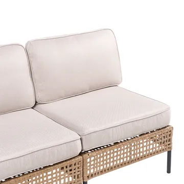 Sofa utendørs 2-seter Omegana uten armlener kunstrotting - Beige/Svart - Hagemøbler - Utesofa