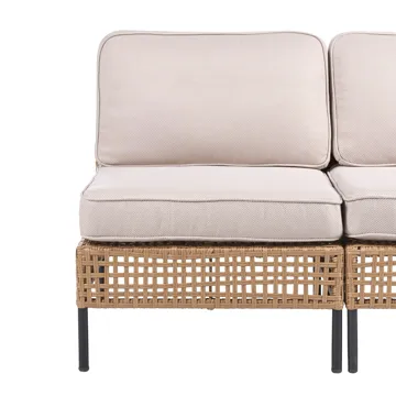 Sofa utendørs 2-seter Omegana uten armlener kunstrotting - Beige/Svart - Hagemøbler - Utesofa