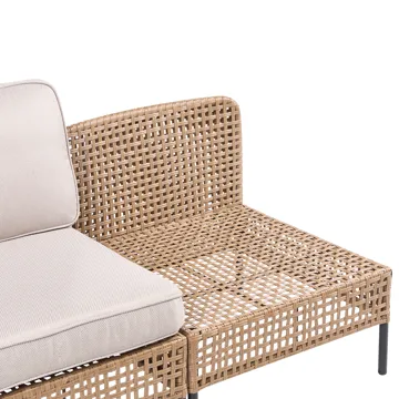 Sofa utendørs 2-seter Omegana uten armlener kunstrotting - Beige/Svart - Hagemøbler - Utesofa