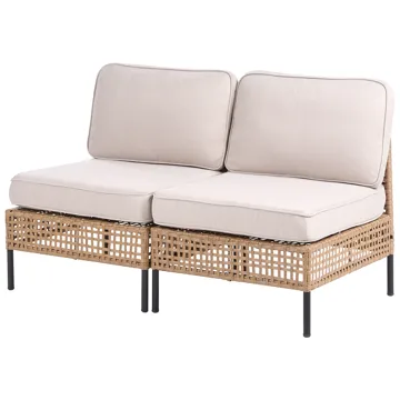 Sofa utendørs 2-seter Omegana uten armlener kunstrotting - Beige/Svart - Hagemøbler - Utesofa
