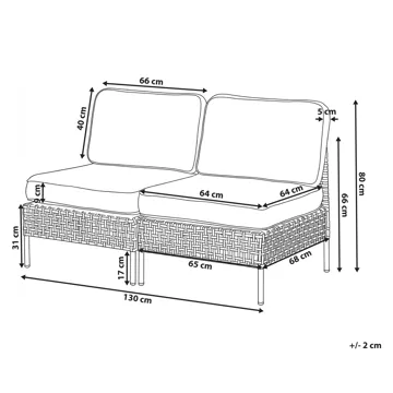 Sofa utendørs 2-seter Omegana uten armlener kunstrotting - Beige/Svart - Hagemøbler - Utesofa