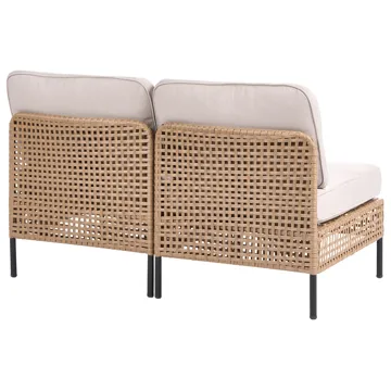 Sofa utendørs 2-seter Omegana uten armlener kunstrotting - Beige/Svart - Hagemøbler - Utesofa