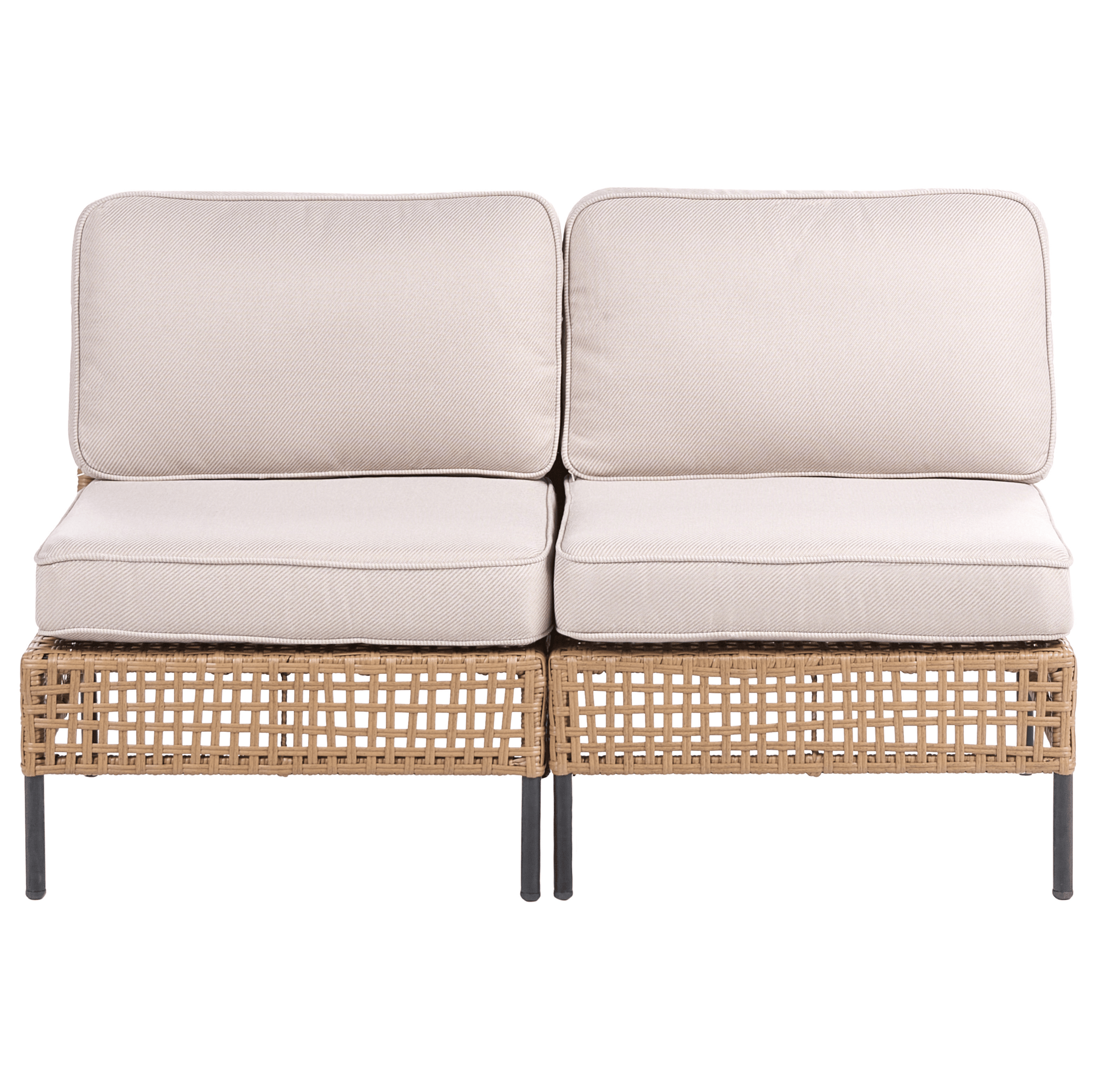 Sofa utendørs 2-seter Omegana uten armlener kunstrotting - Beige/Svart