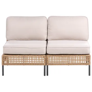 Sofa utendørs 2-seter Omegana uten armlener kunstrotting - Beige/Svart - Hagemøbler - Utesofa