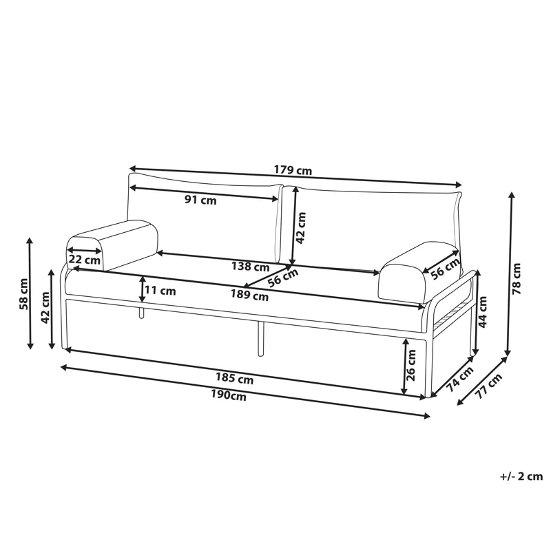 Sofa utendørs 2-seter Solofra - Grønn - Hagemøbler - Utesofa