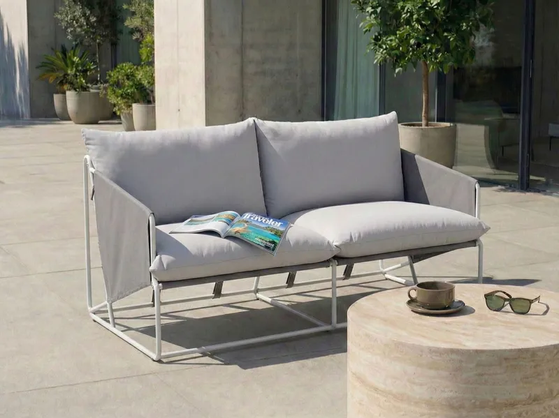 Sofa utendørs 2-seter Ponte - Grå - Hagemøbler - Utesofa