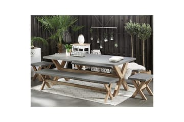 Trädgårdsbänk Beliani Olbia Grå/ljust trä Grey||Light wood - Hagemøbler - Utesofa - Benker