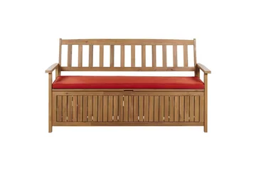 Trädgårdsbänk med dyna Beliani Sovana Ljus trä/beige/grå, 160 cm Light wood||Red - Hagemøbler - Utesofa - Benker