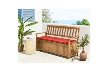 Trädgårdsbänk med dyna Beliani Sovana Ljus trä/beige/grå, 160 cm Light wood||Red - Hagemøbler - Utesofa - Benker