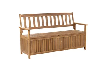 Trädgårdsbänk med dyna Beliani Sovana Ljus trä/beige/grå, 160 cm Light wood||Red - Hagemøbler - Utesofa - Benker