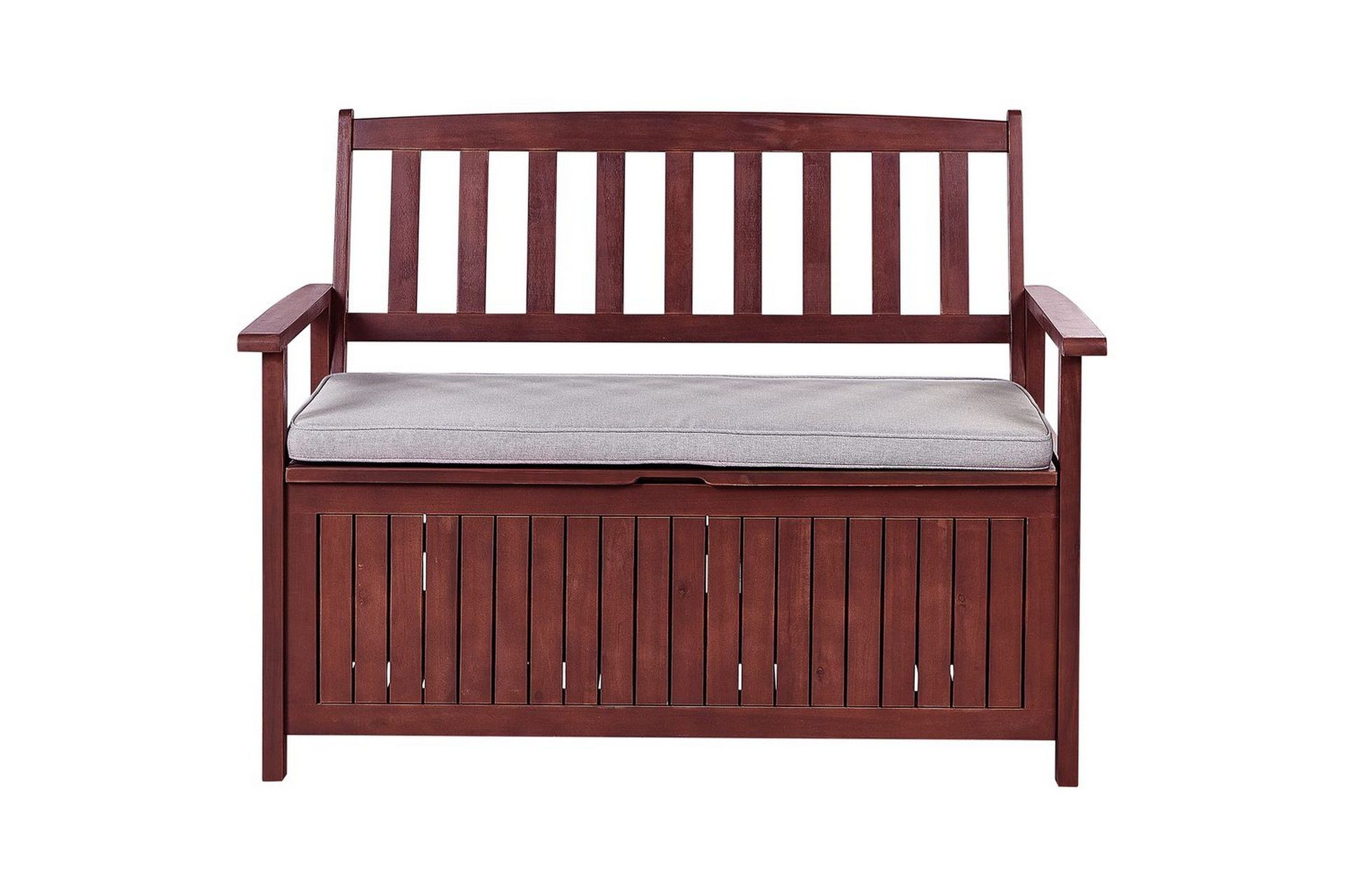 Trädgårdsbänk med dyna Beliani Sovana Mörk trä/vit, 120 cm Brown\|\|Grey -