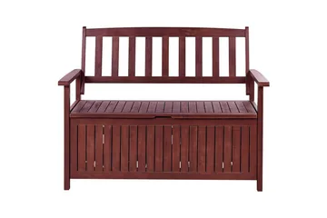Trädgårdsbänk med dyna Beliani Sovana Mörk trä/vit, 120 cm Brown||Grey - Hagemøbler - Utesofa - Benker
