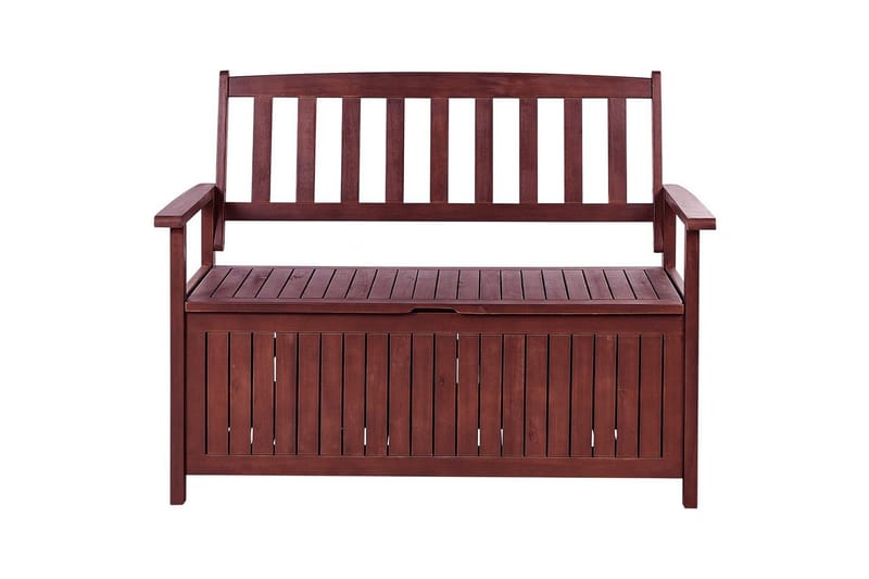 Trädgårdsbänk med dyna Beliani Sovana Mörk trä/vit, 120 cm Brown||Red - Hagemøbler - Utesofa - Benker