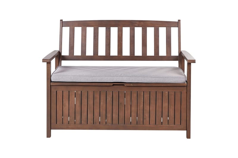 Trädgårdsbänk med dyna Beliani Sovana Mörk trä/vit, 120 cm Dark wood||Grey