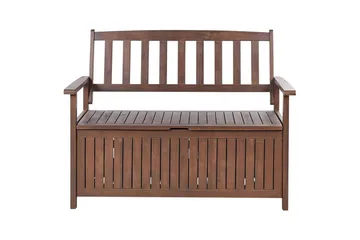 Trädgårdsbänk med dyna Beliani Sovana Mörk trä/vit, 120 cm Dark wood||Grey - Hagemøbler - Utesofa - Benker