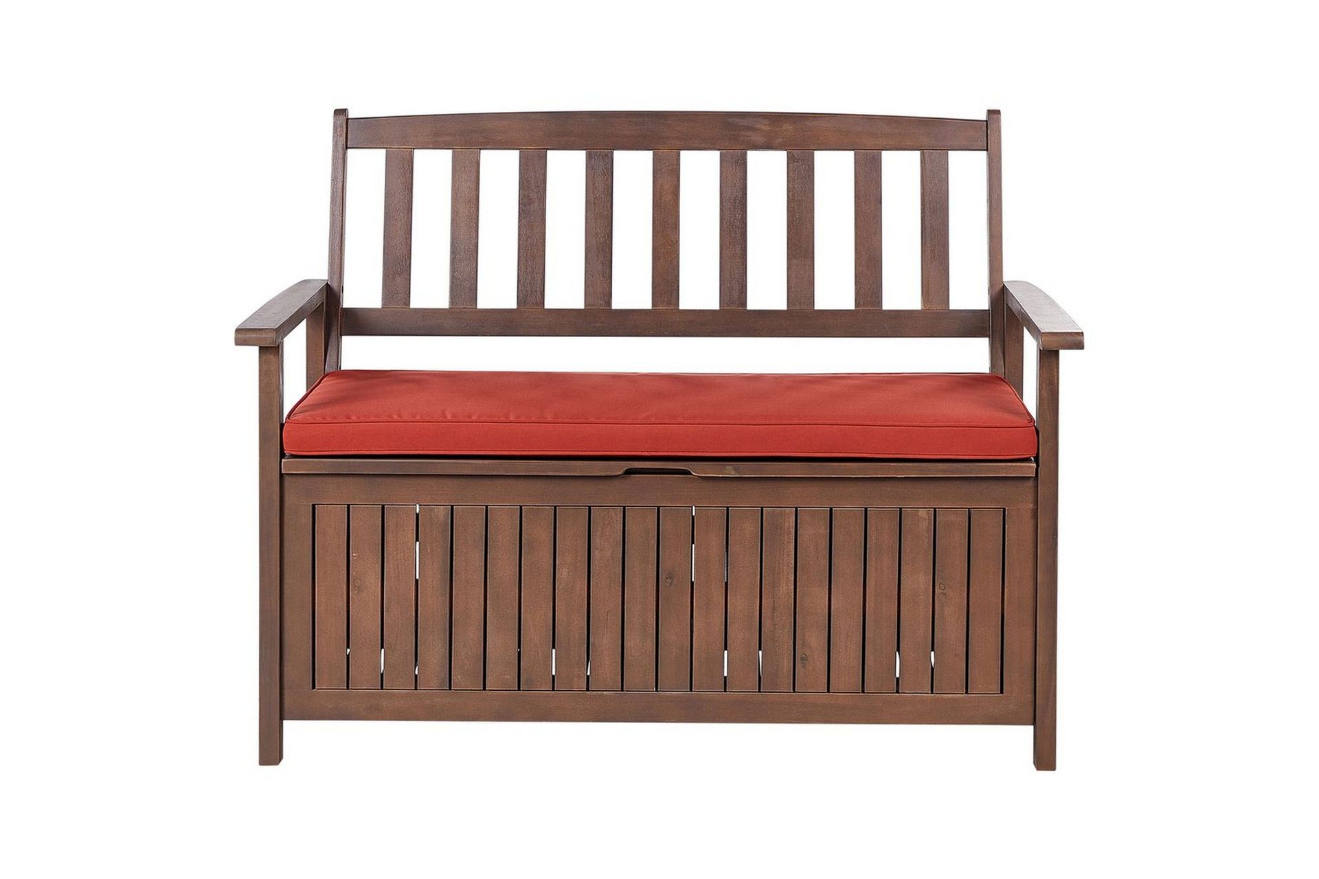 Trädgårdsbänk med dyna Beliani Sovana Mörk trä/vit, 120 cm Dark wood\|\|Red -