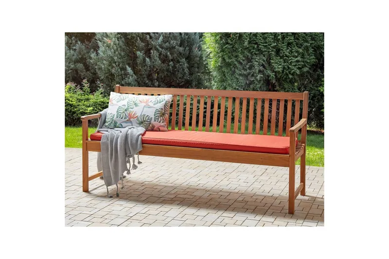 Trädgårdsbänk med dyna Beliani Vivara Light wood||Red - Hagemøbler - Utesofa - Benker